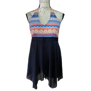 Black One Piece Dress With Shorts Swimsuit Size XL NWOT